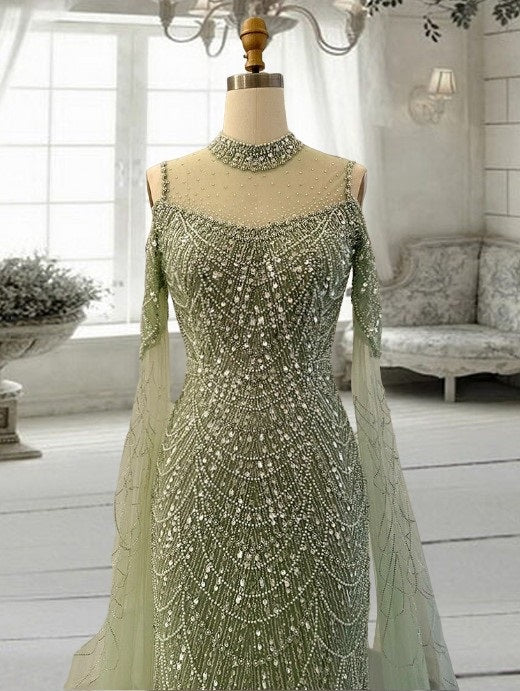 Green Mermaid Luxury Dubai Evening Dress with Cape Sleeves Elegant Women Purple Wedding Formal Party Gown 2 US Women's Numeric / Purple Green Mermaid Luxury Dubai Evening Dress with Cape Sleeves Elegant Women Purple Wedding Formal Party Gown 2 US Women's Numeric / Purple