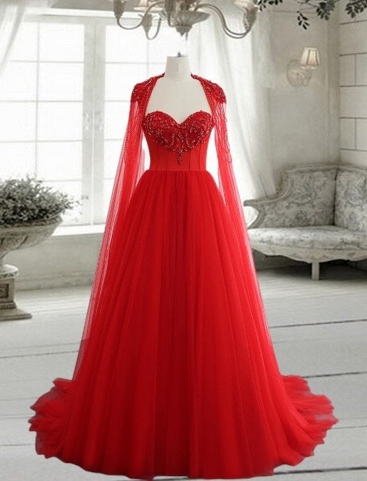 Gothic Black Tulle Arabic Evening Dress with Cape Sleeves Elegant Women Luxury Dubai Formal Party Gowns
