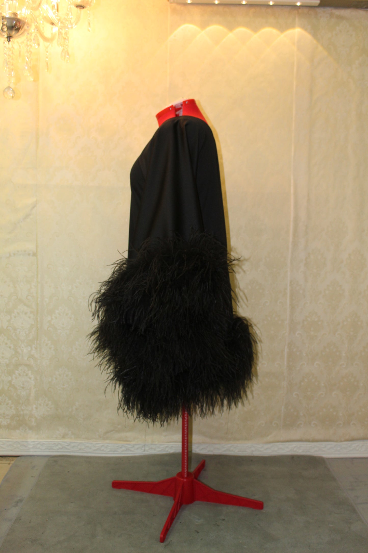 MARAYA Plus Size One-Shoulder Mini Feather Dress