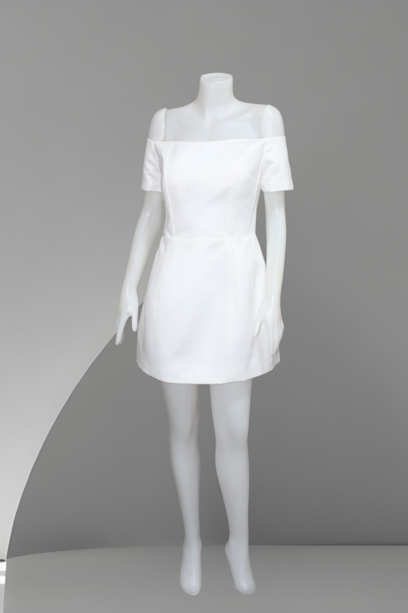 MARAYA Off Shoulder White Wedding Mini Dress