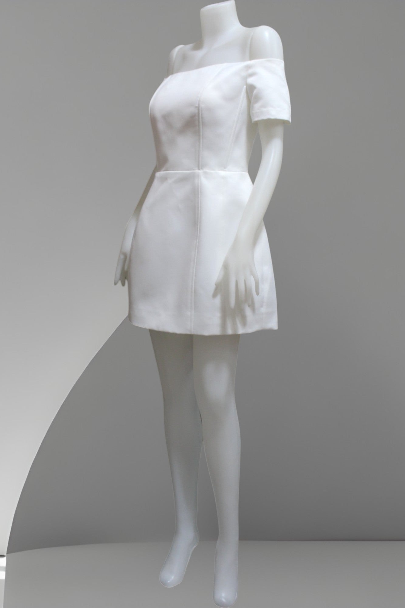 MARAYA Off Shoulder White Wedding Mini Dress