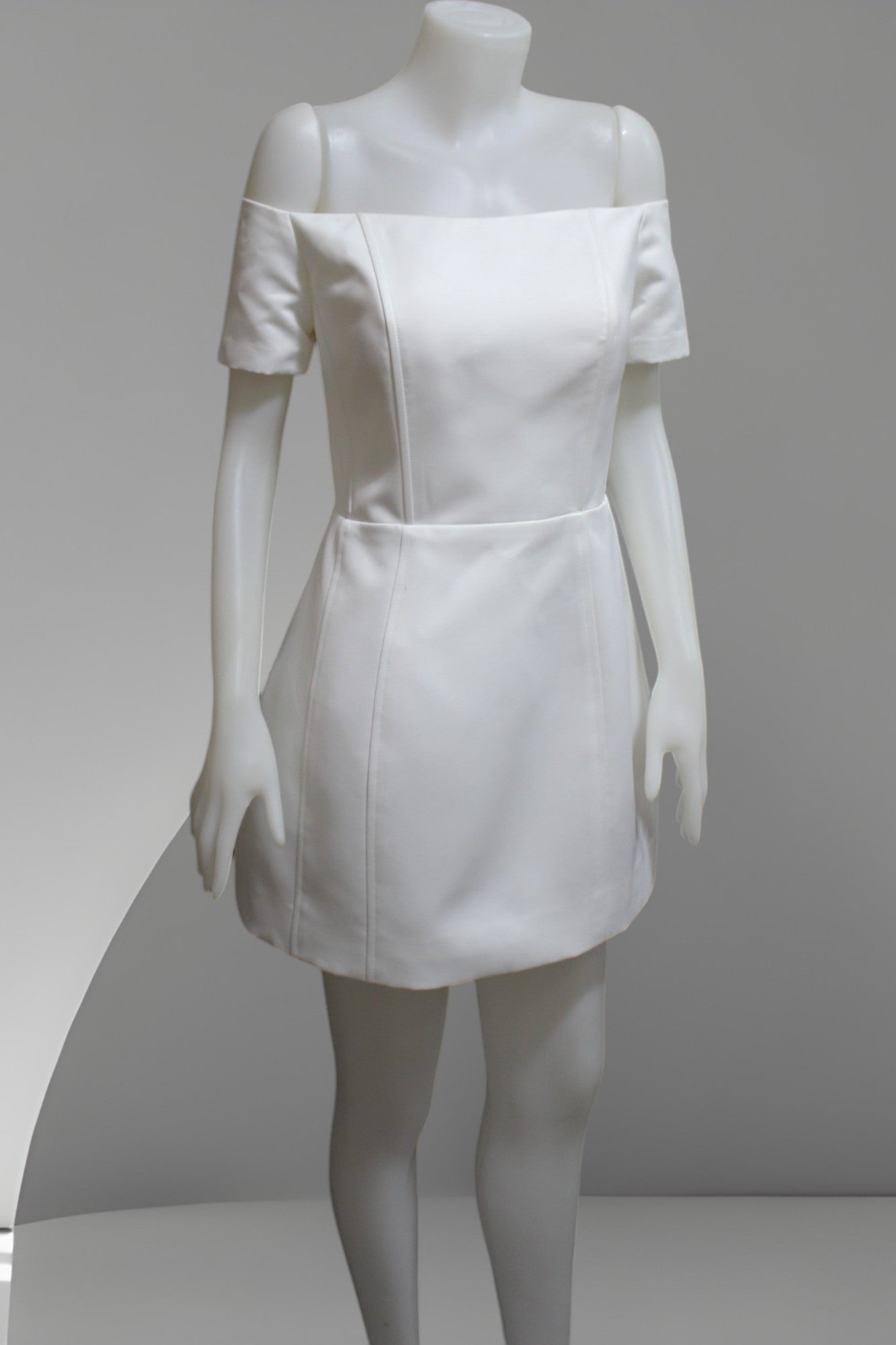 MARAYA Off Shoulder White Wedding Mini Dress