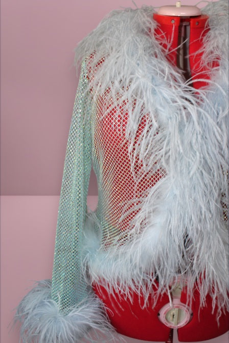MARAYA Plus Size Rhinestone Boleros Feather