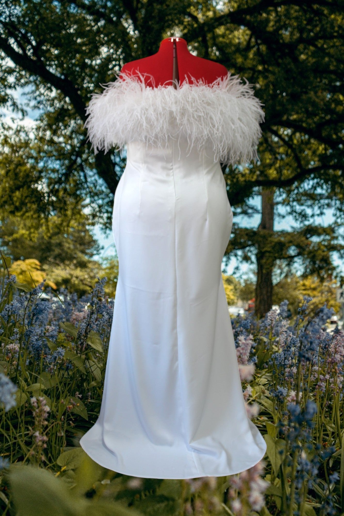 MARAYA Plus Size Wedding Dress Off-Shoulder Top & High waist Long skirt slit left