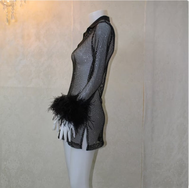 MARAYA Black Rhinestone Collar Shirt