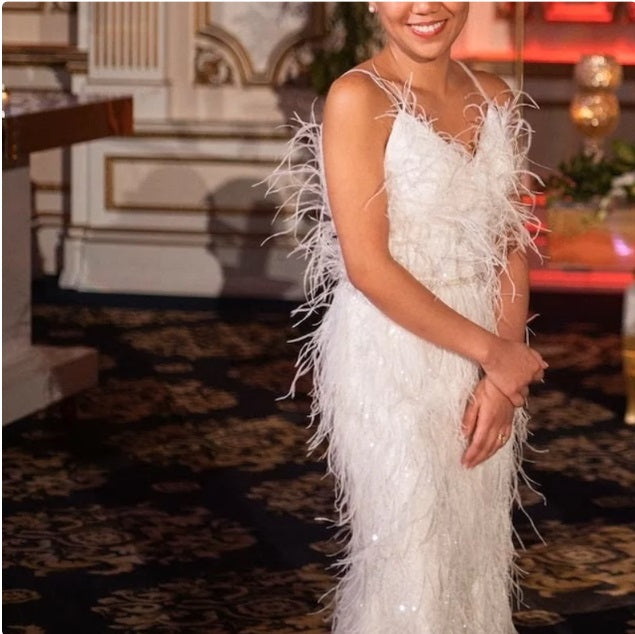 MARAYA Sequin Maxi Spaghetti backless Wedding Dress