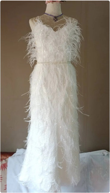 MARAYA Sequin Maxi Spaghetti backless Wedding Dress