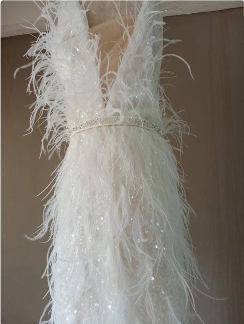 MARAYA Sequin Maxi Spaghetti backless Wedding Dress