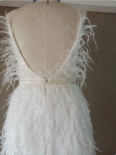 MARAYA Sequin Maxi Spaghetti backless Wedding Dress