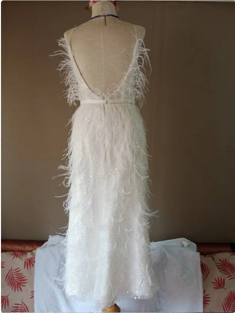 MARAYA Sequin Maxi Spaghetti backless Wedding Dress