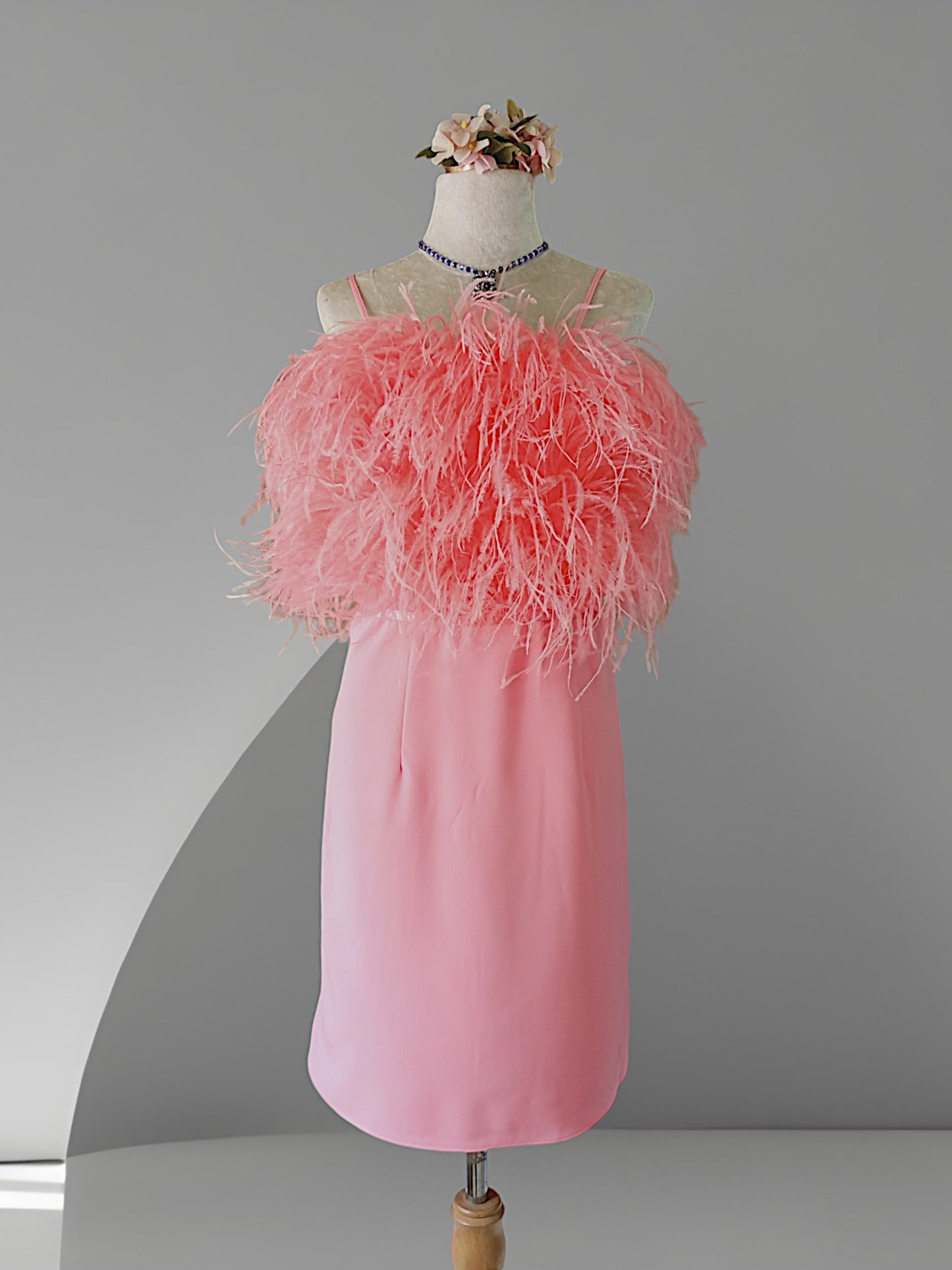 MARAYA Nightgown Soft Fabric Midi Feather Dress, Wedding Dress