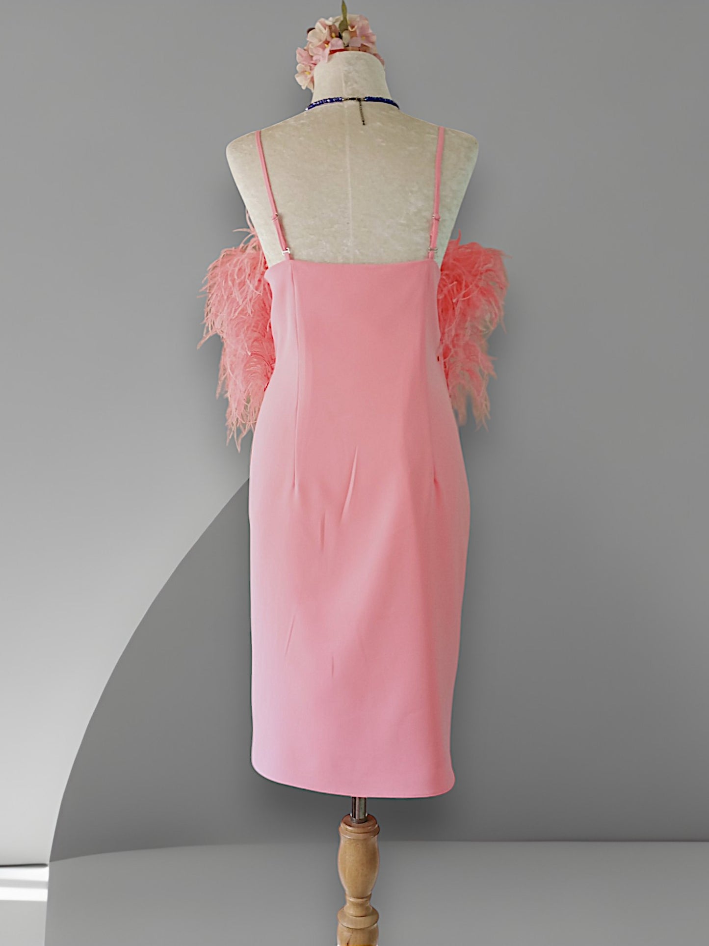 MARAYA Nightgown Soft Fabric Midi Feather Dress, Wedding Dress