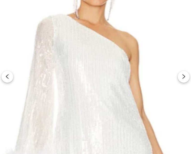 MARAYA White Sequin One-Shoulder Maxi Dress No feather
