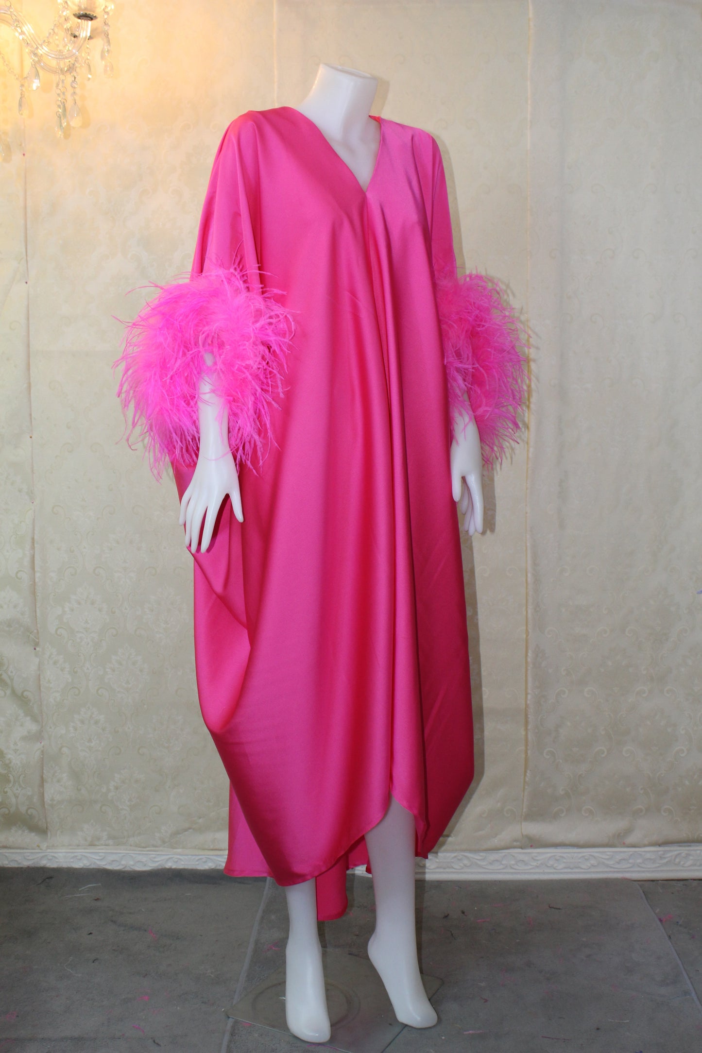 MARAYA Kaftan Feather Dress, dress for women, Maxi Dress, Loose fitting kimono dress, Luxury kaftan evening dress, Plus size kaftan dress