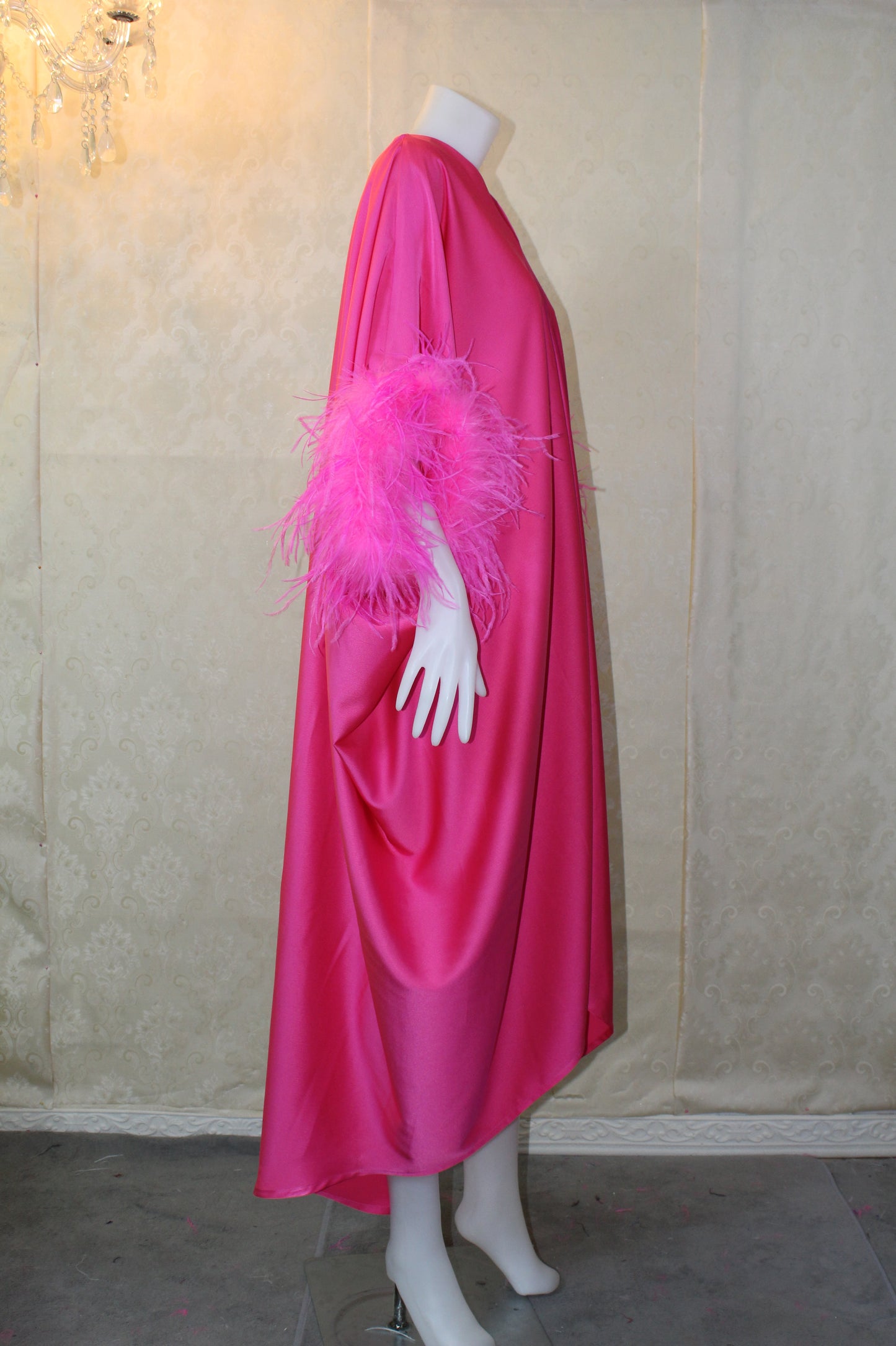 MARAYA Kaftan Feather Dress, dress for women, Maxi Dress, Loose fitting kimono dress, Luxury kaftan evening dress, Plus size kaftan dress