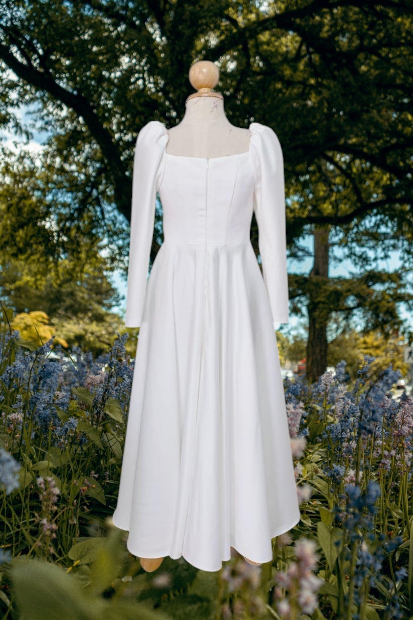 Minimal Puff Long Sleeve Wedding Maxi Dress, Minimal Wedding Dress