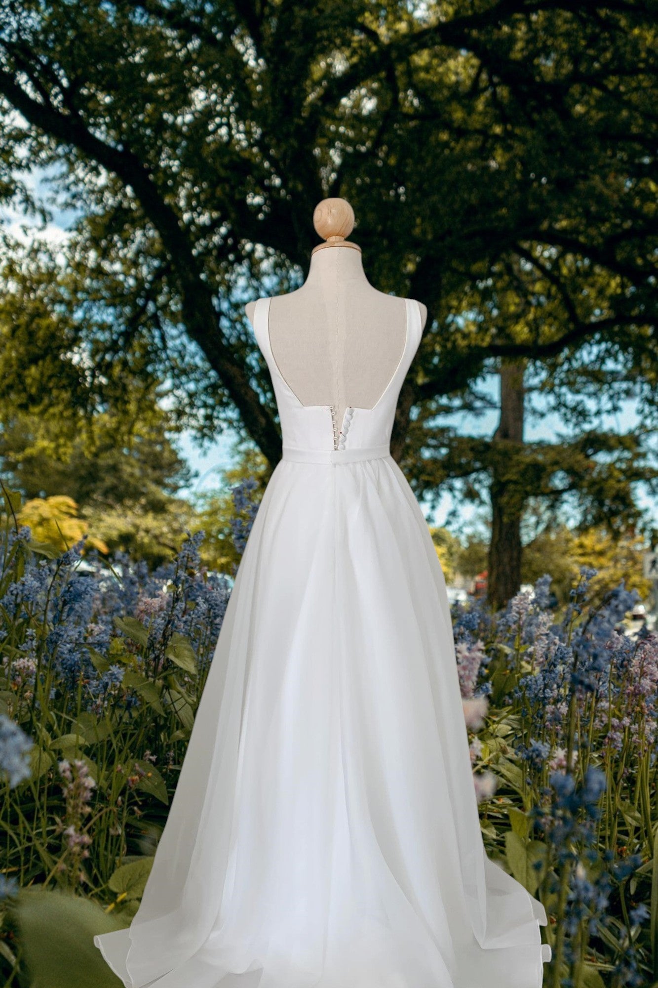 Minimal Square Neck Wedding Maxi Dress, Minimal Wedding Dress
