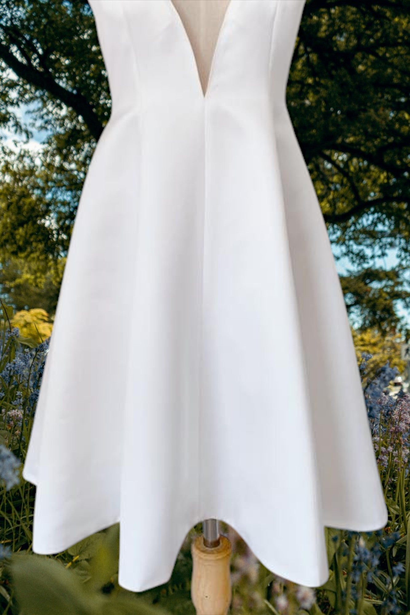 Minimal Mini bridal gown with bow, off-white short wedding dress, rehearsal dress, mini a-line skirt dress