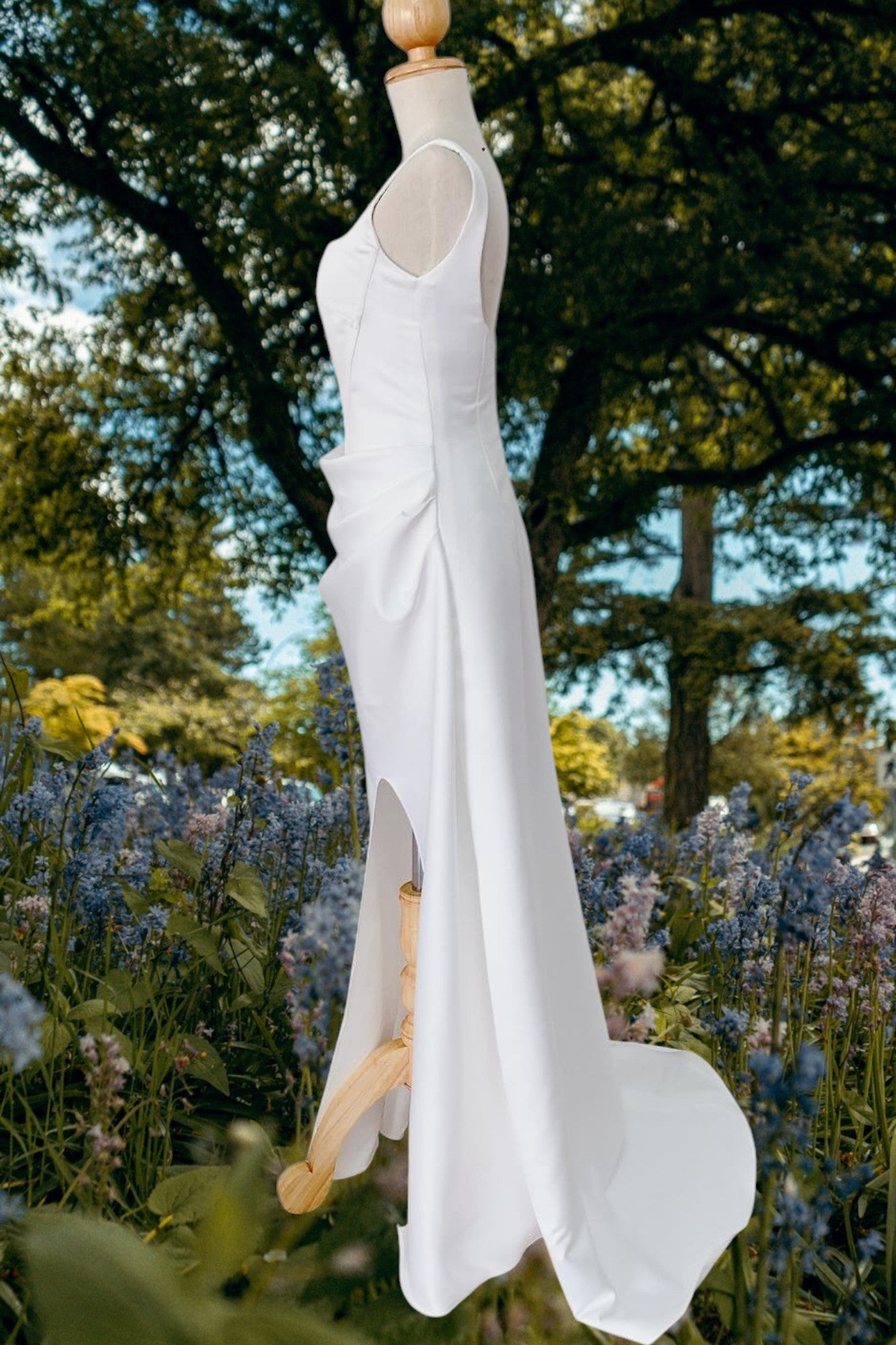 Minimal Maxi Slit Bridal gown, Minimal wedding Dress