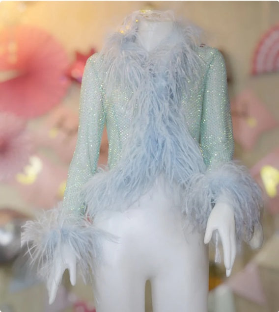 MARAYA Rhinestone Boleros Feather