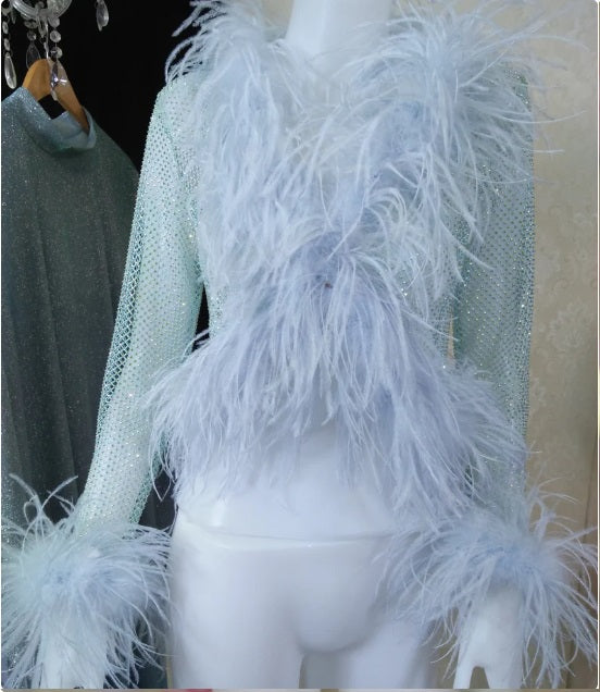 MARAYA Rhinestone Boleros Feather