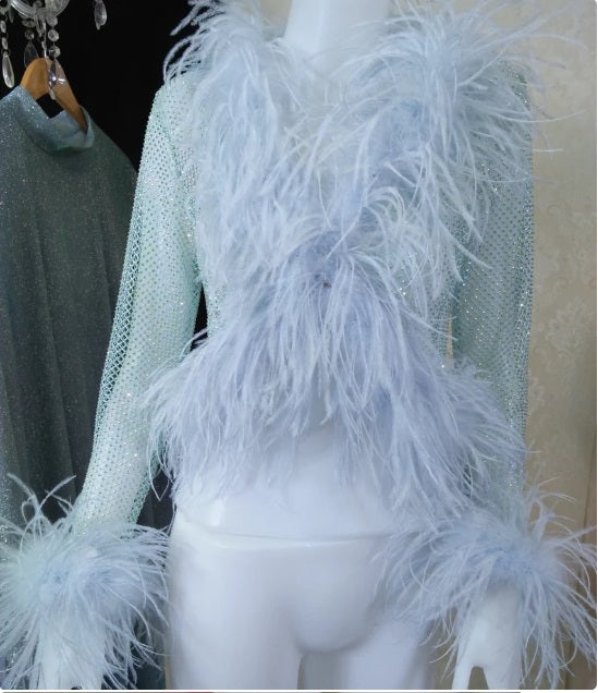 MARAYA Rhinestone Boleros Feather