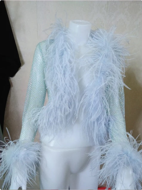 MARAYA Rhinestone Boleros Feather