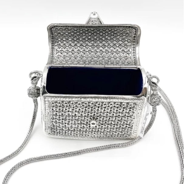 Shoulder Bag Pikun flower stencil pattern, 92.5% pure silver.