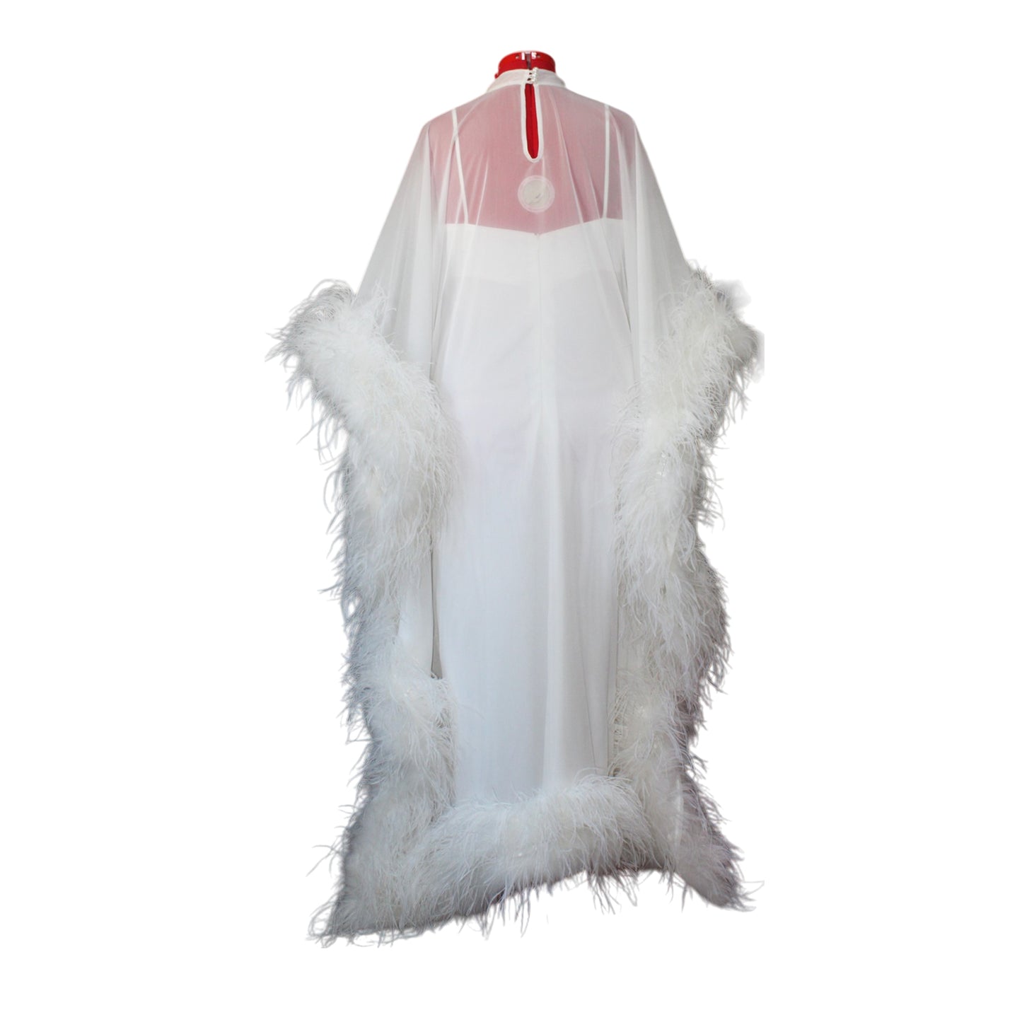 MARAYA Silk chiffon Kaftan Feather Maxi Dress
