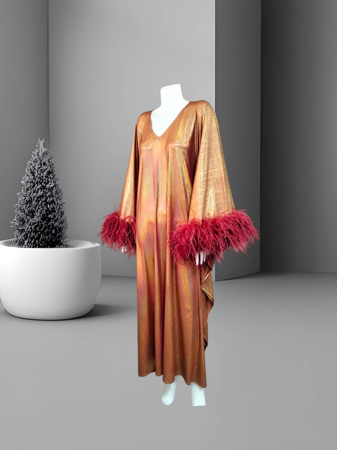 christmas feather dress CERVIA Sparkle Red Wine Kaftan with Feathers, Party Robe – THEIDEACRAFTS: Dress | Elegant & Sexy Dress blue feather dress
