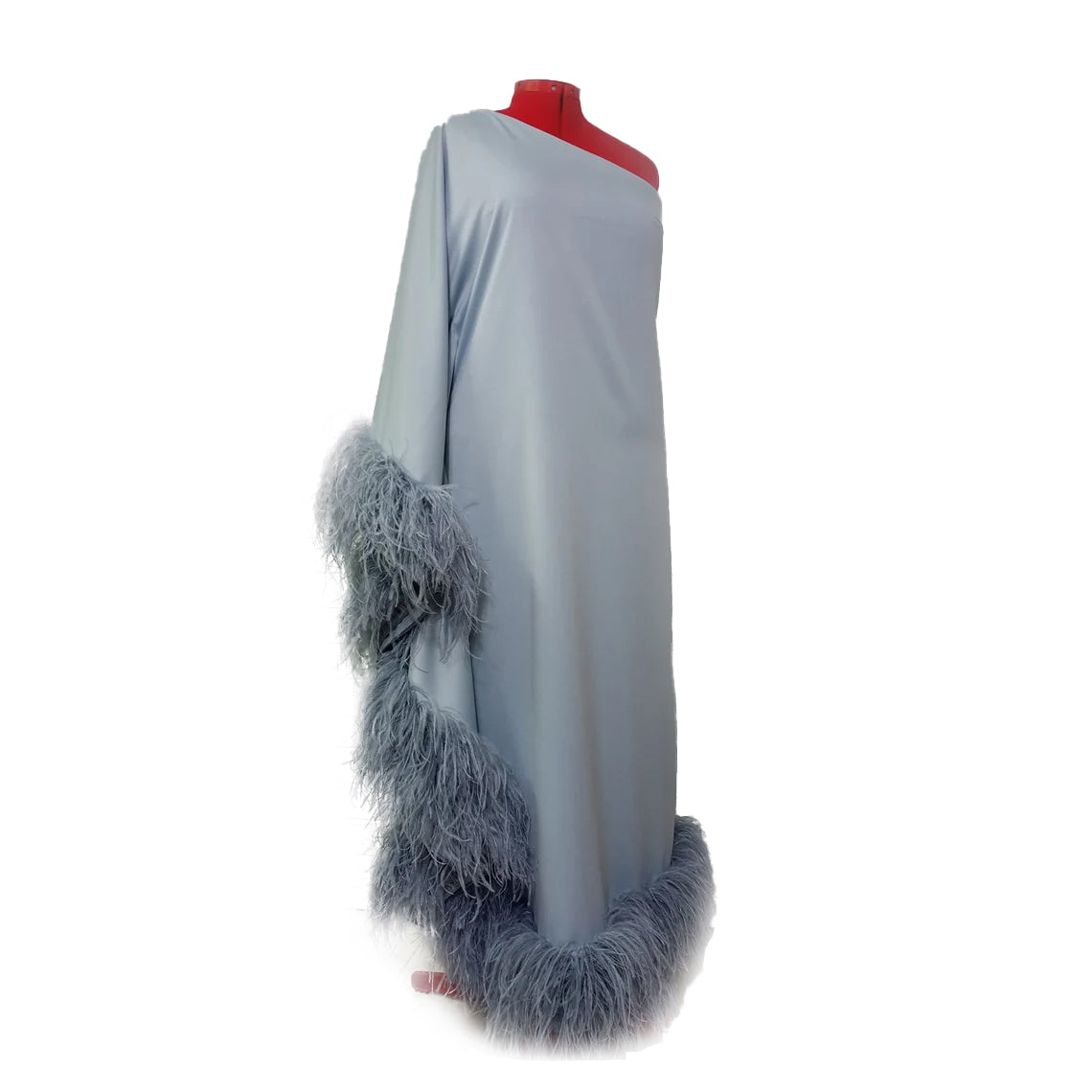 Gray Silver One-Shoulder Maxi Dress