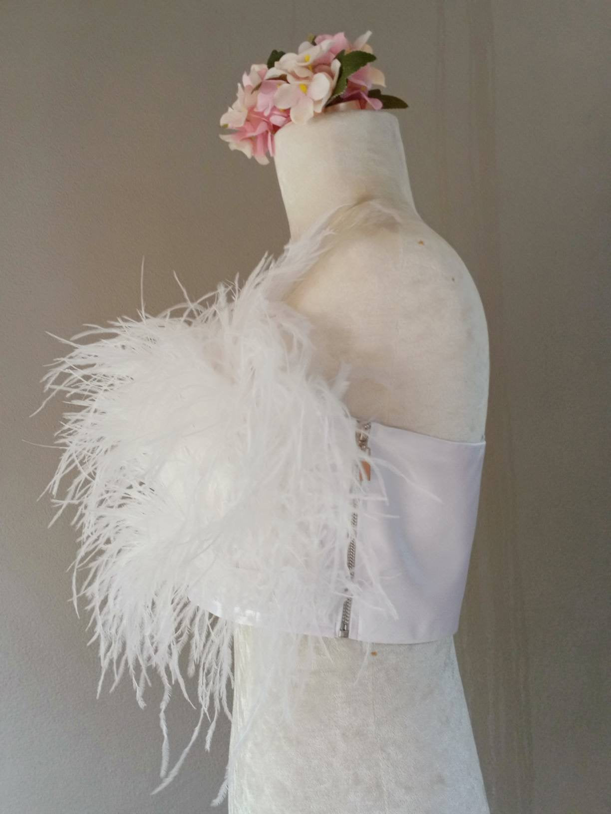 White Feather Crop Top