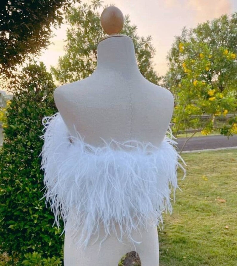 White Fur&Mink Crop Top, Prom dress, Plus size clothing,Coctail party, cocktail dress,party dress,costume party, hen night party. size 0-14 US