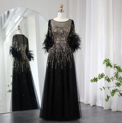 Black Feather Gown dress