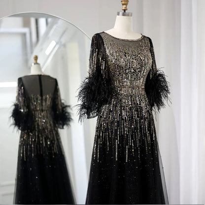 Black Feather Gown dress