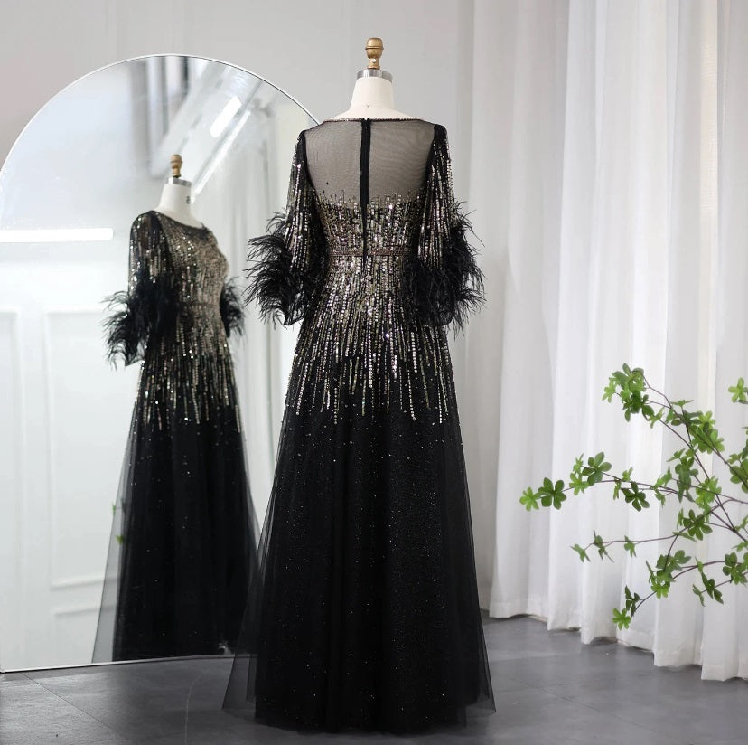 Black Feather Gown dress