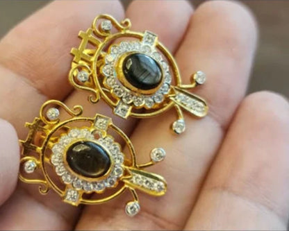 Luxury Black Star Sapphire Antique Earrings (Antique and Unique Jewelry)