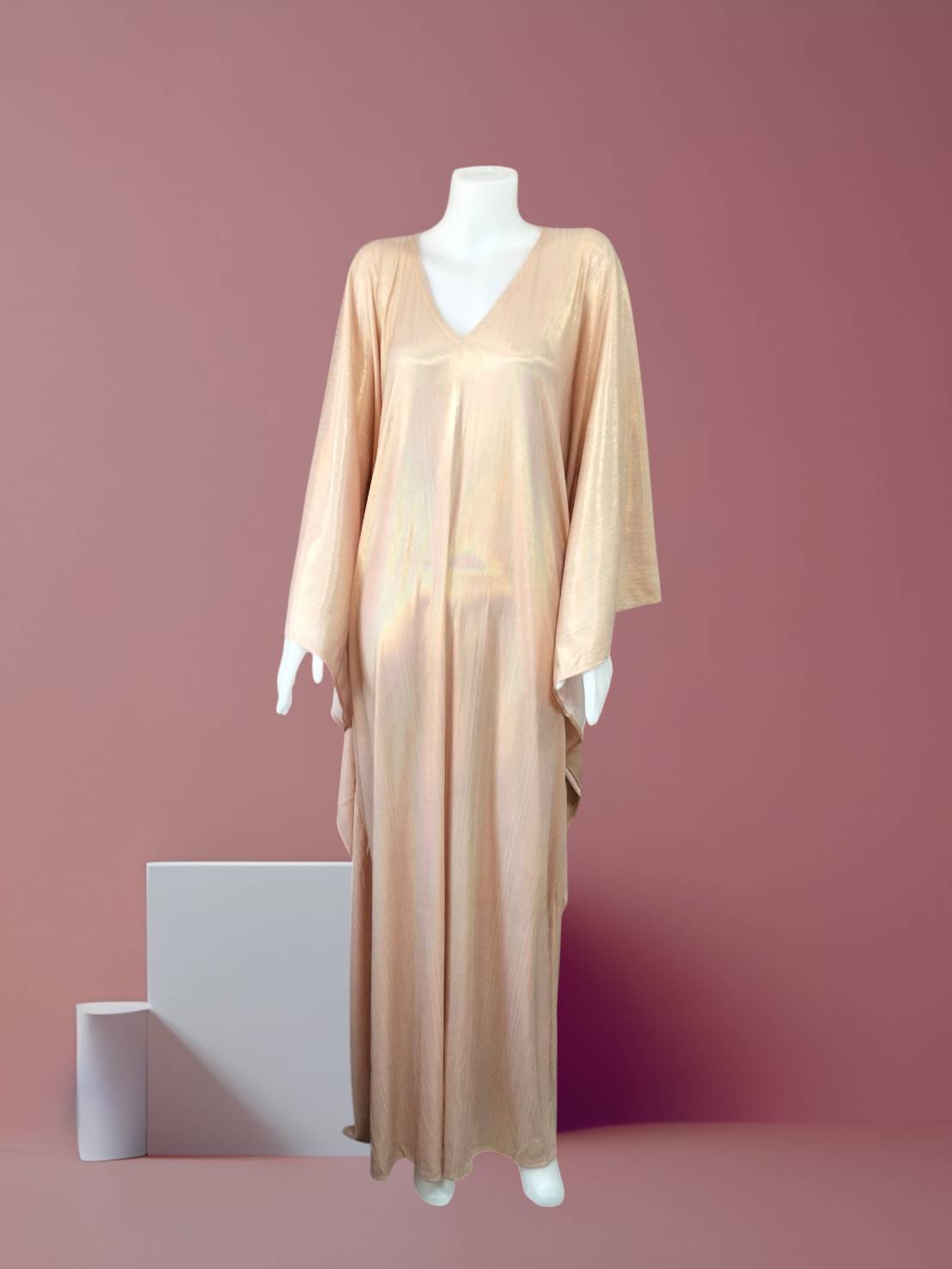 CERVIA Pink Pearl Sparkle Kaftan Dress, Party Cover-Up