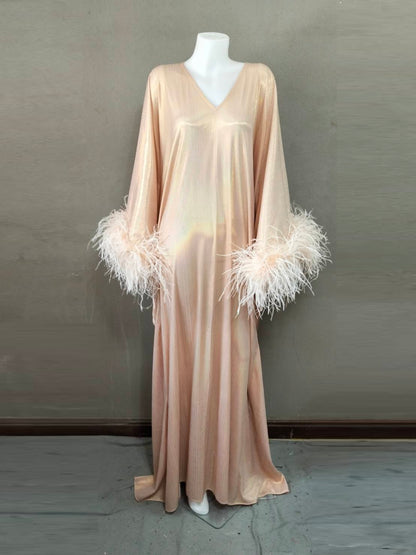 CERVIA Pink Pearl Sparkle Kaftan Dress, Party Cover-Up