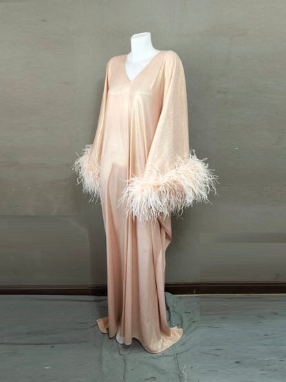 CERVIA Pink Pearl Sparkle Kaftan Dress, Party Cover-Up