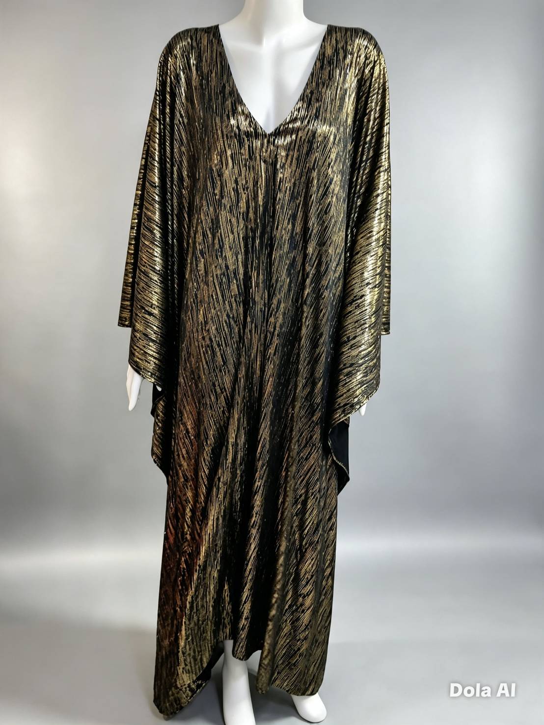 MARAYA Black Gold Metallic Kaftan Dress, Luxury Shimmer Caftan, Evening Gown, Oversized Maxi, Handmade Elegant Wear