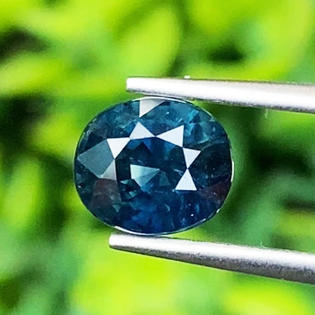 Greenish Blue Sapphire 2.62 Cts. (Unheated) Oval Mixed Shape with Certificate GFCO Report