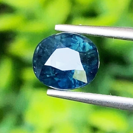 Greenish Blue Sapphire 2.62 Cts. (Unheated) Oval Mixed Shape with Certificate GFCO Report