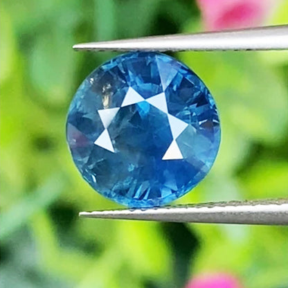 Greenish Blue Sapphire 4.36 Cts. (Unheated) Round/Mixed Shape with Certificate GLC Report Report