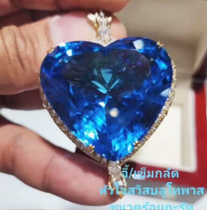 Luxury Heart Blue Topaz Brooch/Pendant (Antique and Unique Jewelry)