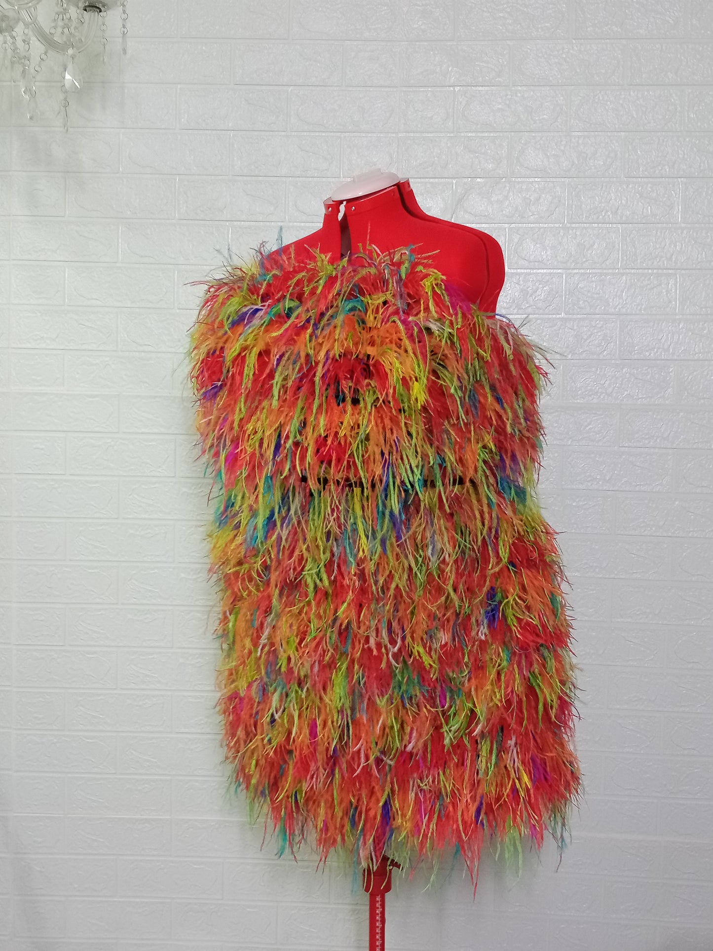 MARAYA Plus Size Multi colors Ostrich feather Strapless dress, Tube tank, Cocktail dress, Bridesmaid dress,Hen night