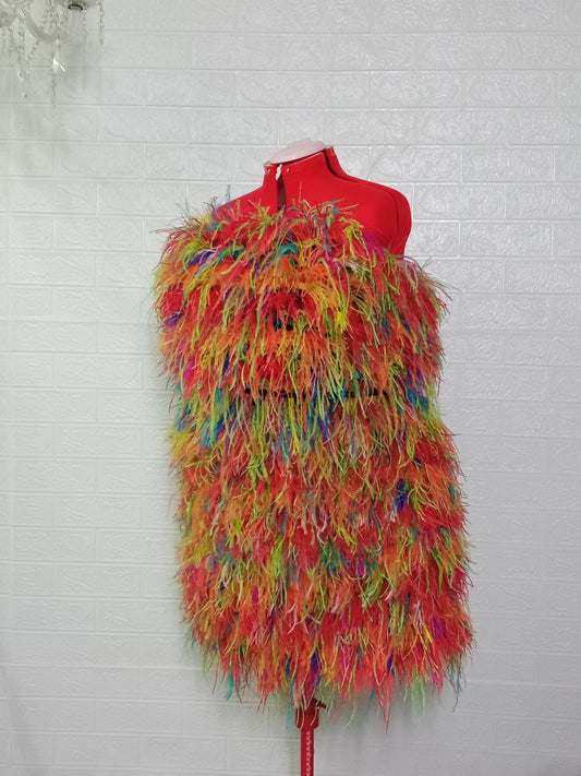 MARAYA Plus Size Multi colors Ostrich feather Strapless dress, Tube tank, Cocktail dress, Bridesmaid dress,Hen night