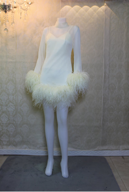 MARAYA Ivory Long Sleeve mini dress