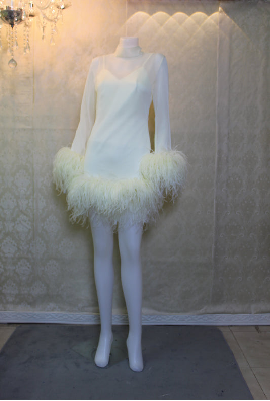 MARAYA Ivory Long Sleeve mini dress