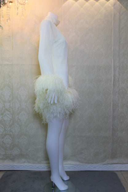 MARAYA Ivory Long Sleeve mini dress